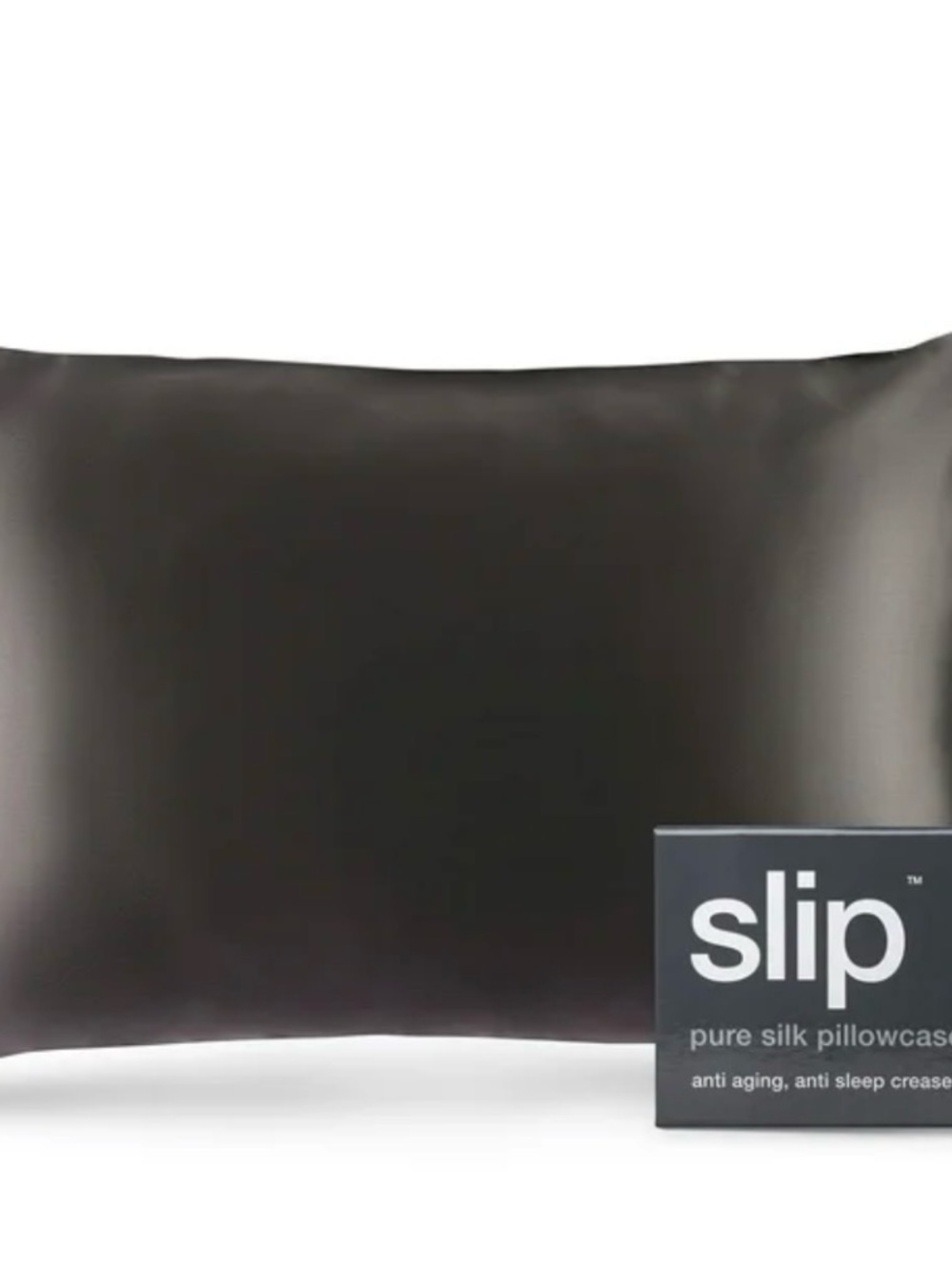 Slip brand Charcoal Silk Pillowcase with Embroidered Logo
